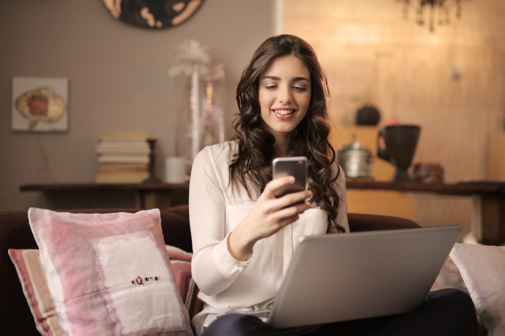woman using a laptop